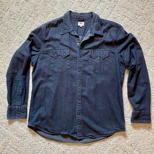 Levi's Premium Sawtooth Western Shirt, Black Denim, Size XL